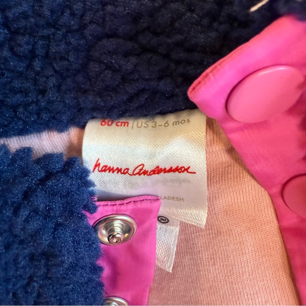 HANNA ANDERSSON Baby Warm Pink Faux Shearling One Piece 3-6 Months - Picture 4 of 5